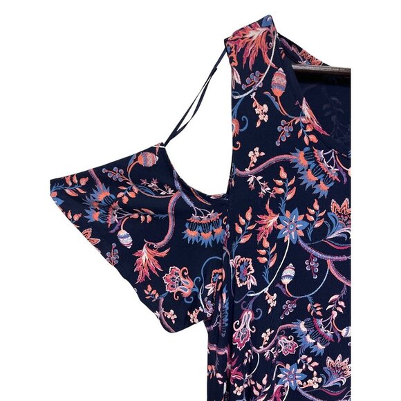 NEW! Style & CO Women's Flip Flop Blue Floral Cold Shoulder Dress Size 1X - Picture 3 of 11